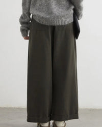 High-Waist Pleated Wide-Leg Casual Trousers