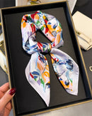 Floral Print Satin Square Scarf