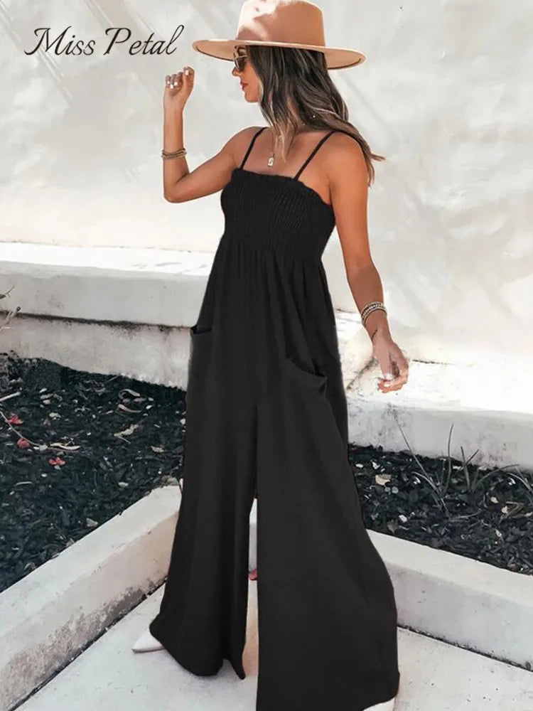 Thin Straps Wide Leg Jumpsuit