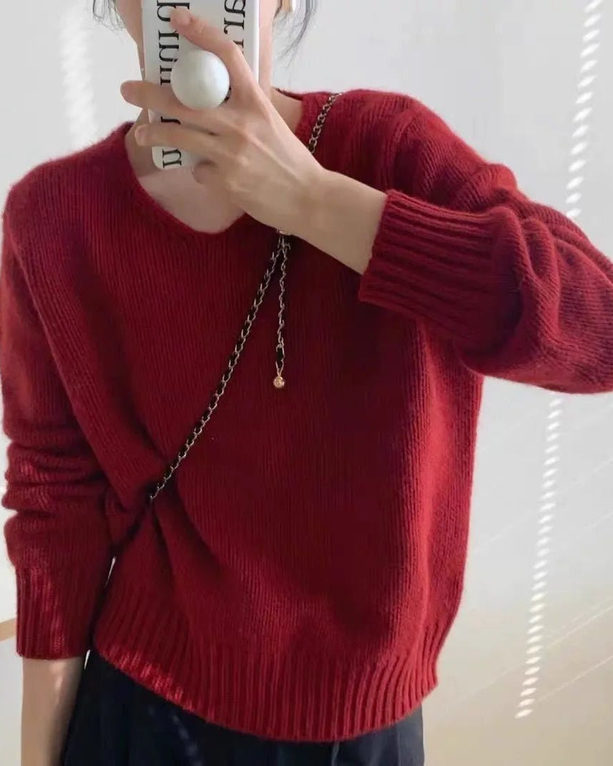 V-neck Pure Cashmere Sweater