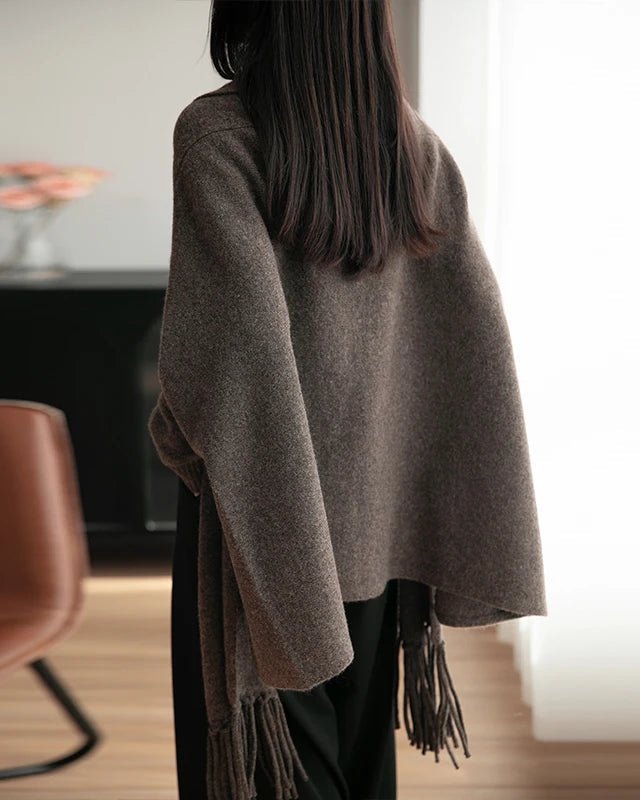 Wool Loose Long-Sleeved Tassel Shawl