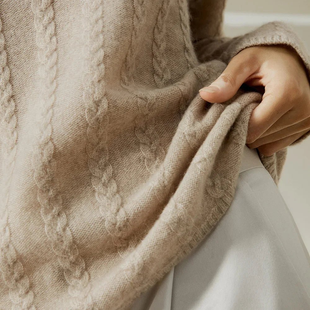 Semi-Sheer Cable-knit Baby Cashmere Sweater