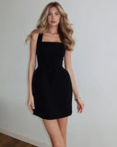 Elegant Square Neck Shawl Sleeveless Fitted Dress