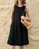 Casual Loose Sleeveless Round Neck A-Line Dress