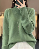 Raglan Merino Wool Mock Neck Sweater