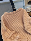 Round-Neck Oversized Knitted Pullover