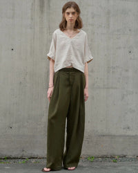 Casual Linen High-Waisted Loose Wide-Leg Pants