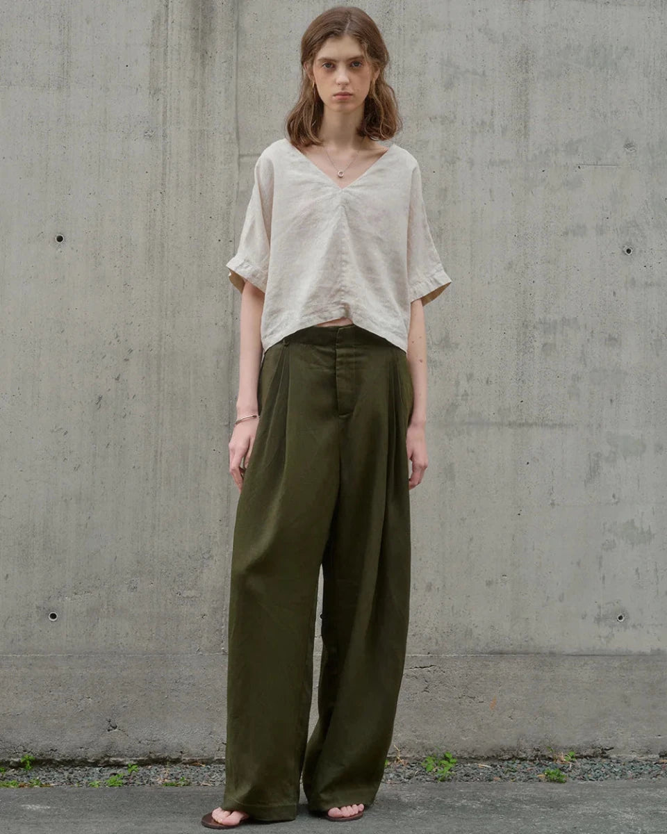 Casual Linen High-Waisted Loose Wide-Leg Pants