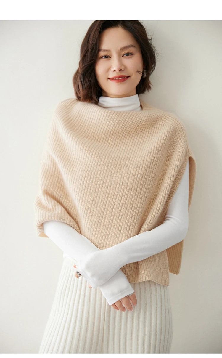 Thick Ribbed 100% Cashmere Shawl Scarf