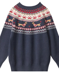 Cartoon-Pattern Crewneck Sweater