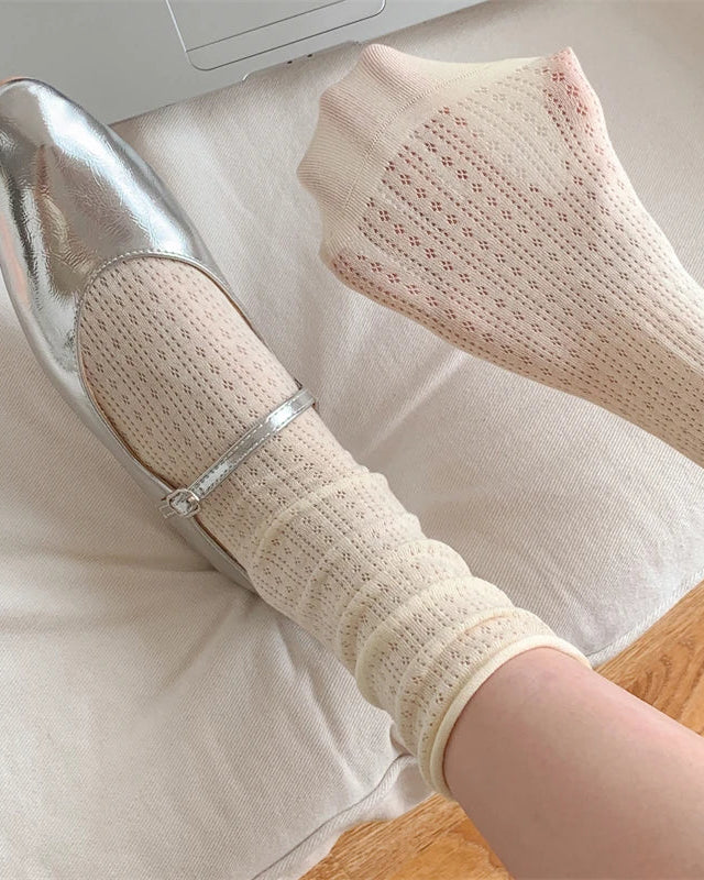 Lightweight Knit Hollow Crew Socks