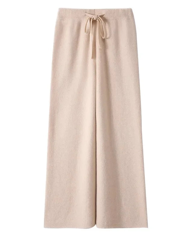 High Waist Wool Knit Wide-Leg Trousers
