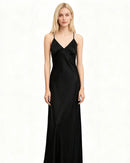 Satin Lace-Up Backless Maxi Evening Dress
