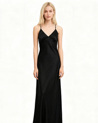 Satin Lace-Up Backless Maxi Evening Dress