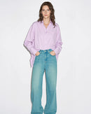 Simple Commuter Lapel Drop Shoulder Sleeve Shirt