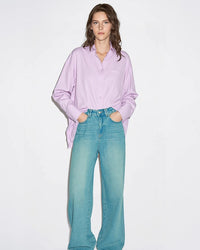 Simple Commuter Lapel Drop Shoulder Sleeve Shirt