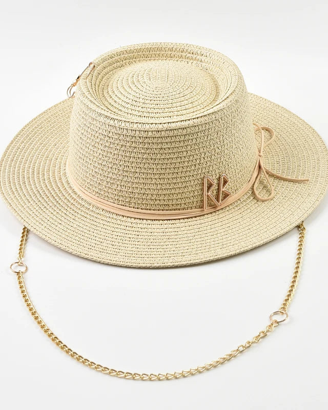 Ribbon-Trim Straw Sun Hat