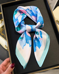 Floral Print Satin Square Scarf