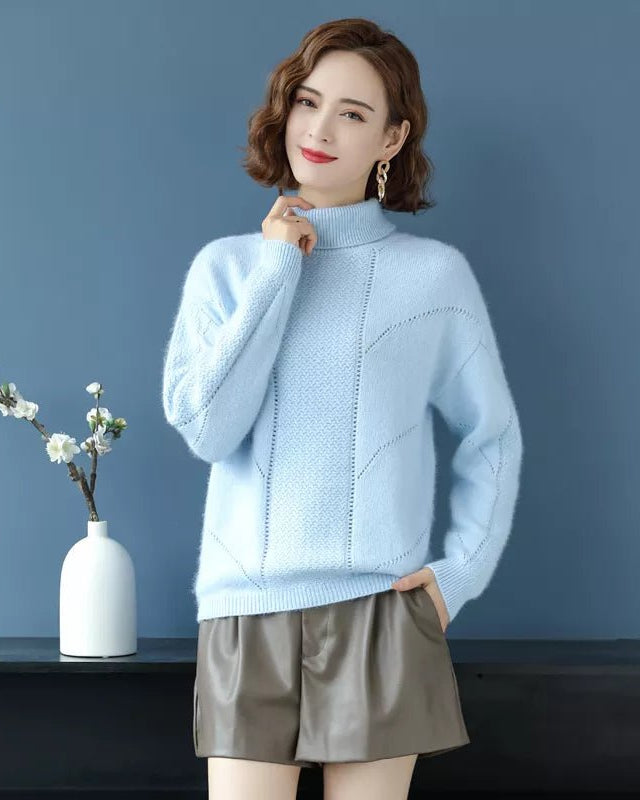 High Collar 100% Mink Cashmere Sweater