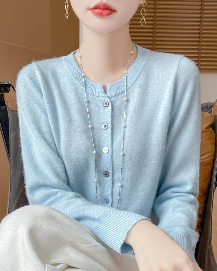 Merino Wool Button-Front Cardigan