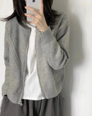 Grey Cashmere Zip Knit Cardigan
