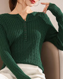 Cotton V-Neck Knit Pullover