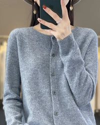 Pure Wool O-Neck Cardigan