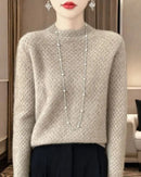 Solid mock neck loose thick knit pullover. Warm, slight stretch, and relaxed fit — a versatile casual everyday knitwear top for women.
