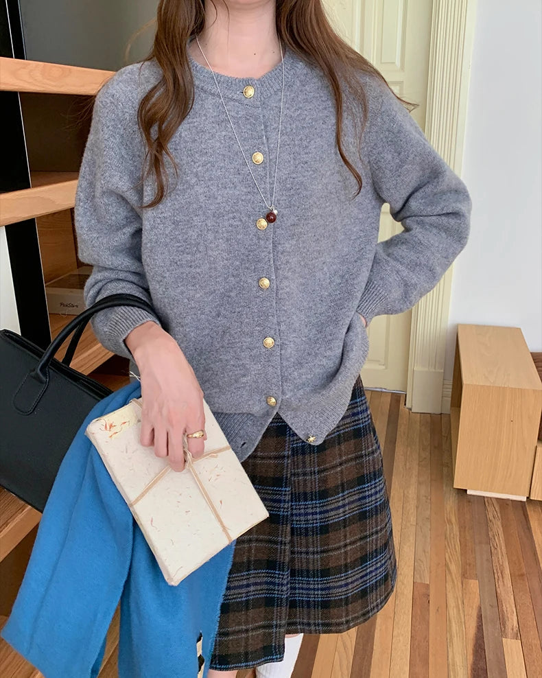 Classic Knit Wool Button Cardigan