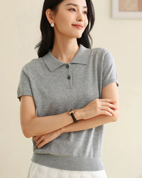Soft Knit Polo Collar Top