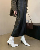 Simple Pointed-Toe Ankle Boots With High Heels
