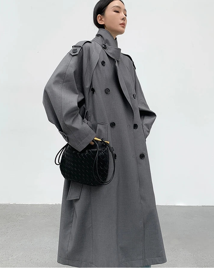 Double Breasted Longline Trench Coat