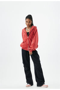 100% Cotton Retro Washed Zipper Hoodies