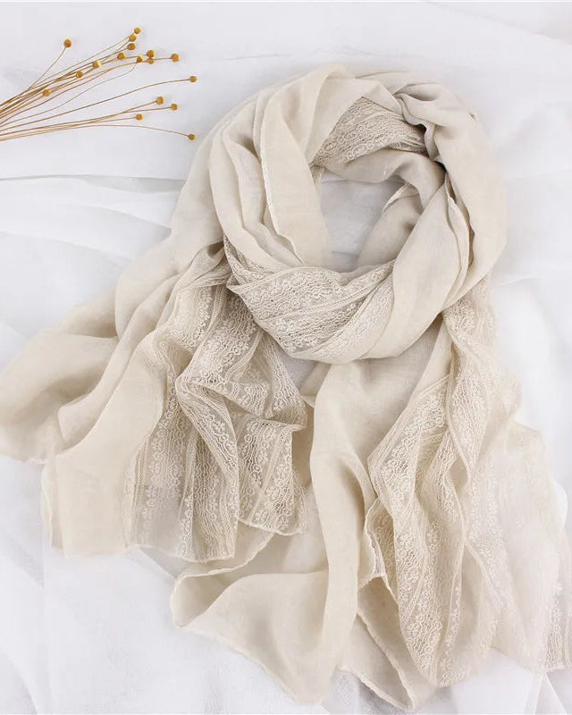 Lace Trim Long Shawl Scarf