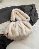 Ruched Faux Fur Cloud Shoulder Bag