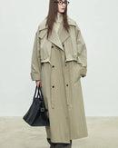 Oversized Double-Breasted Long Trench Coat