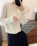 Pure Wool Round-Neck Slim Cardigan