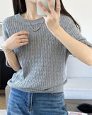 Pure Cotton Crew Neck Short-Sleeve Knit T-Shirt