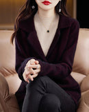 Mink Cashmere Tailored-Collar Knit Cardigan