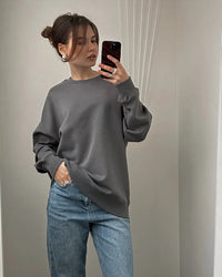 Loose-Fit Pure Cotton Pullover Sweatshirt