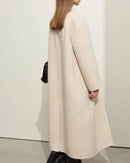 Minimalist Blazer Collar Woolen Long Coat