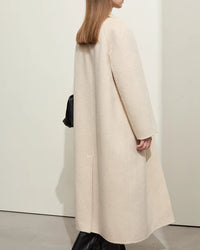 Minimalist Blazer Collar Woolen Long Coat