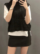Half High Collar Vintage Vest Sweater