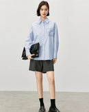 Simple Loose-Fitting Drop-Shoulder Long-Sleeved Shirt