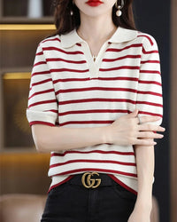 Oton Striped V-Neck Short-Sleeve T-Shirt