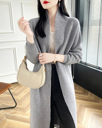 Loose-Fitting Long Wool Cardigan Sweater