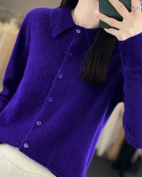 Mink Cashmere Polo Cardigan