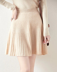 Wavy High-Waisted Sweet Knit Wool Mini Skirt