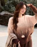 Gradient Faux Mink Knit Sweater