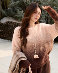 Gradient Faux Mink Knit Sweater